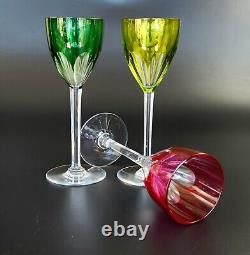 Vintage- Genova (Cut) BACCARAT- Multi-Color Rhine Wine Glass- Only Emerald Green