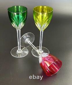 Vintage- Genova (Cut) BACCARAT- Multi-Color Rhine Wine Glass- Only Emerald Green
