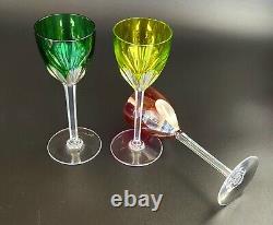 Vintage- Genova (Cut) BACCARAT- Multi-Color Rhine Wine Glass- Only Emerald Green