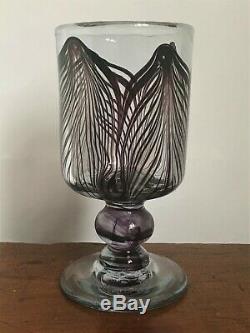 Vintage George Elliott Studio Glass Goblet Signed & Dated 1977