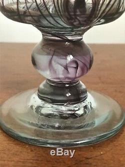 Vintage George Elliott Studio Glass Goblet Signed & Dated 1977