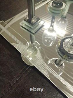 Vintage George Ponzini Art Glass Set Of Wine Glasses And Tray Art Deco Rare