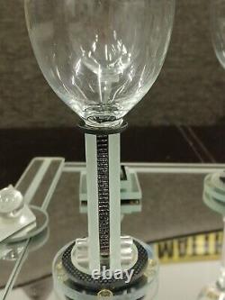 Vintage George Ponzini Art Glass Set Of Wine Glasses And Tray Art Deco Rare