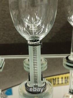 Vintage George Ponzini Art Glass Set Of Wine Glasses And Tray Art Deco Rare