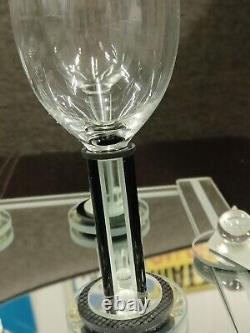 Vintage George Ponzini Art Glass Set Of Wine Glasses And Tray Art Deco Rare