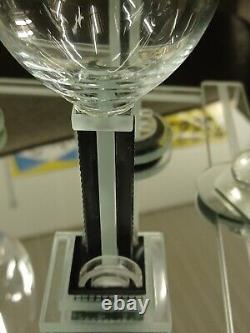 Vintage George Ponzini Art Glass Set Of Wine Glasses And Tray Art Deco Rare