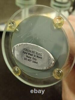 Vintage George Ponzini Art Glass Set Of Wine Glasses And Tray Art Deco Rare