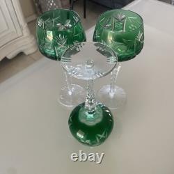 Vintage German Set of 21 Bohemian / Nachtmann Cut to Clear Wine Glasses EUC