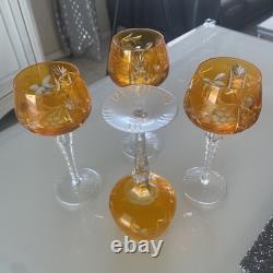 Vintage German Set of 21 Bohemian / Nachtmann Cut to Clear Wine Glasses EUC