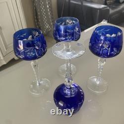 Vintage German Set of 21 Bohemian / Nachtmann Cut to Clear Wine Glasses EUC