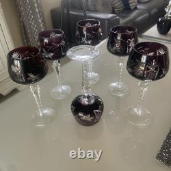 Vintage German Set of 21 Bohemian / Nachtmann Cut to Clear Wine Glasses EUC