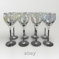 Vintage Givenchy Crystal Wine Glasses Set of 12 Etched Flowers and Butterflies