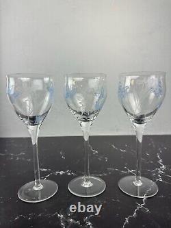 Vintage Givenchy Crystal Wine Glasses Set of 12 Etched Flowers and Butterflies
