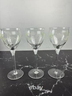Vintage Givenchy Crystal Wine Glasses Set of 12 Etched Flowers and Butterflies
