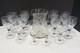Vintage Glass Cornflower 12 Wine Goblets and Pitcher Smooth Stem Flower Leaves