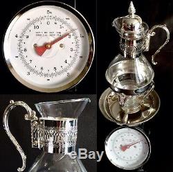 Vintage Glass & Silver Plated Coffee Carafe / Mulled Wine Pitcher & Warmer Stand