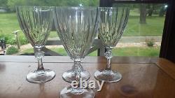 Vintage Glass Water Goblets Glasses Wine glasses faceted ball stem 4 10oz elegan