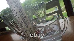 Vintage Glass Water Goblets Glasses Wine glasses faceted ball stem 4 10oz elegan