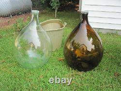 Vintage Glass Wine Demijohn Carboy Bottle 54 Litre 1 clear, 1 brown with 1 Caddy