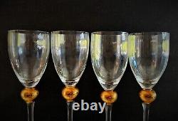 Vintage Gold Ball Stem Union Street Glass Style Wine Glass Set of 4