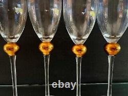 Vintage Gold Ball Stem Union Street Glass Style Wine Glass Set of 4