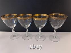 Vintage Gold Band Rim Glasses Goblets Wine Champagne Cordials Set 13 Unique Stem Vintage Gold Band Rim Glasses Goblets Wine Champagne Cordials Set 13 Unique Stem