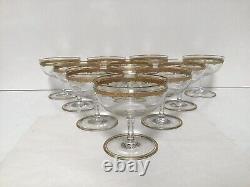 Vintage Gold Champagne Hand Blown Wine Glasses For Adults Set of 10