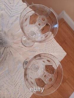 Vintage Gold Crystal 1 Set Wine Glasses Engraved with Gold, Flowers & Shapes