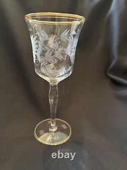 Vintage Gold Rim Wine Glasses Set Of 8 Gold Rim Top & Bottom. About 7 3/4 Inch