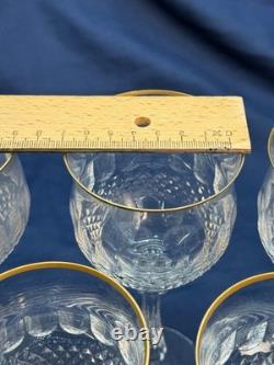 Vintage Gold Rimmed Crystal Wine & Water Glass Set Diamond Cut 12 pc Italy