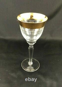 Vintage Gold Trimmed Wine Water Glasses, Set of 8