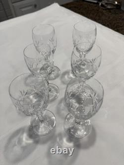 Vintage Gorham Crown Point Cut Crystal White Wine Glasses 5-1/4 Set of 6