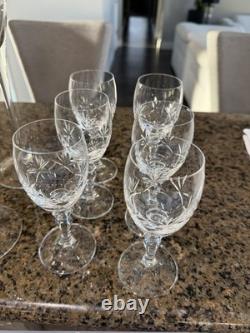 Vintage Gorham Crown Point Cut Crystal White Wine Glasses 5-1/4 Set of 6