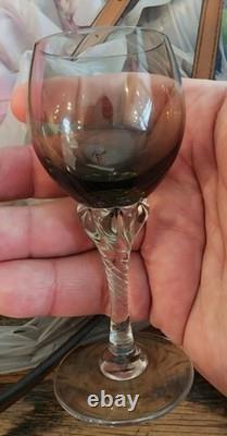 Vintage Gray Smoked, Clear Twisted Stem Barware Wine Glasses. Set Of 32 Glasses