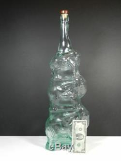 Vintage Green Glass Elephant Wine Bottle Decanter Italy EMPTY