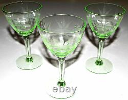 Vintage Green Stemware. Wine/sherry Glasses. 3 Piece Set. USA Seller