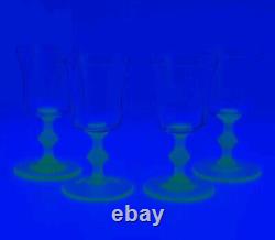 Vintage HC Fry Glass Clear And Depression Green Cordial Wine Glasses Set Of 4