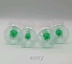 Vintage HC Fry Glass Clear And Depression Green Cordial Wine Glasses Set Of 4