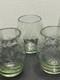 Vintage Hand Blown And Etched Green Stemless Wine Glasses 5 Total