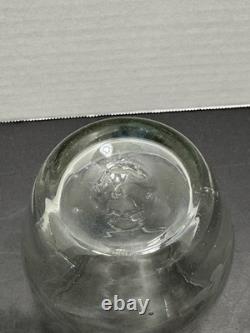 Vintage Hand Blown And Etched Green Stemless Wine Glasses 5 Total