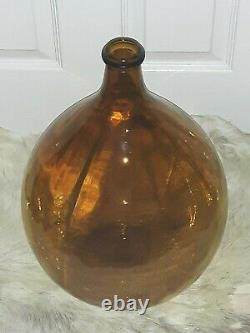 Vintage Hand Blown Brown Glass Demijohn Carboy France French Wine Jug Bottle