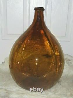 Vintage Hand Blown Brown Glass Demijohn Carboy France French Wine Jug Bottle