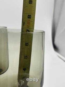 Vintage Hand Blown Olive Green Goblets Set 10 MCM Wine Water Stemware