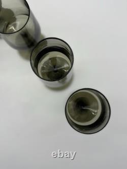 Vintage Hand Blown Olive Green Goblets Set 10 MCM Wine Water Stemware