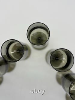 Vintage Hand Blown Olive Green Goblets Set 10 MCM Wine Water Stemware