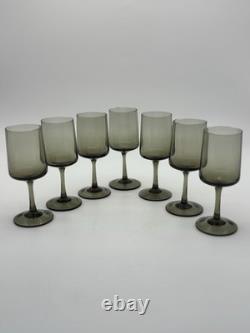 Vintage Hand Blown Olive Green Goblets Set 10 MCM Wine Water Stemware