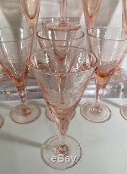 Vintage Hand Blown Pink Blush Glasses champagne wine holidays Christmas Glasses