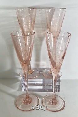 Vintage Hand Blown Pink Blush Glasses champagne wine holidays Christmas Glasses