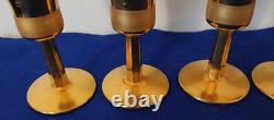 Vintage Handblown and 24k Gilt Champagne Flutes- Set of (5)