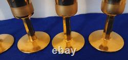 Vintage Handblown and 24k Gilt Champagne Flutes- Set of (5)